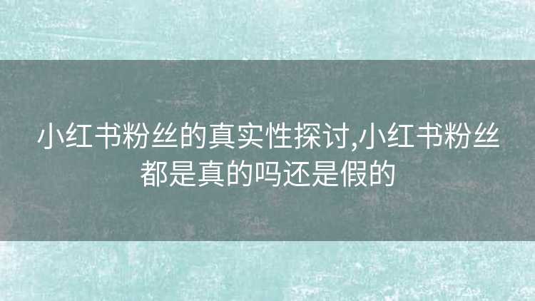 小红书粉丝的真实性探讨,小红书粉丝都是真的吗还是假的