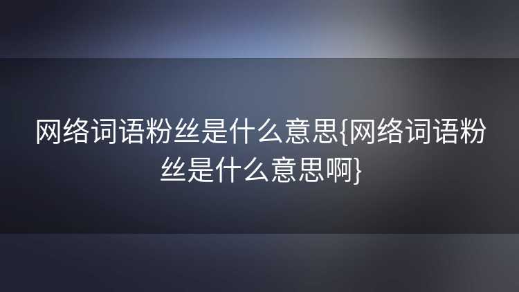 网络词语粉丝是什么意思{网络词语粉丝是什么意思啊}