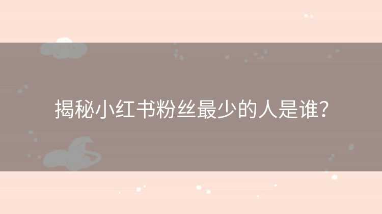 揭秘小红书粉丝最少的人是谁？