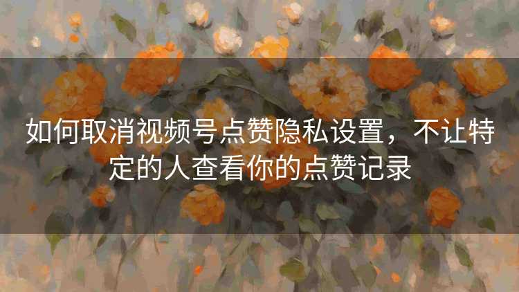 如何取消视频号点赞隐私设置，不让特定的人查看你的点赞记录