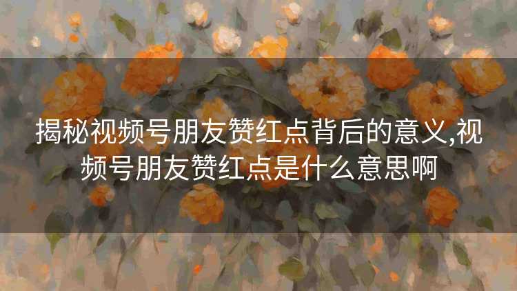 揭秘视频号朋友赞红点背后的意义,视频号朋友赞红点是什么意思啊