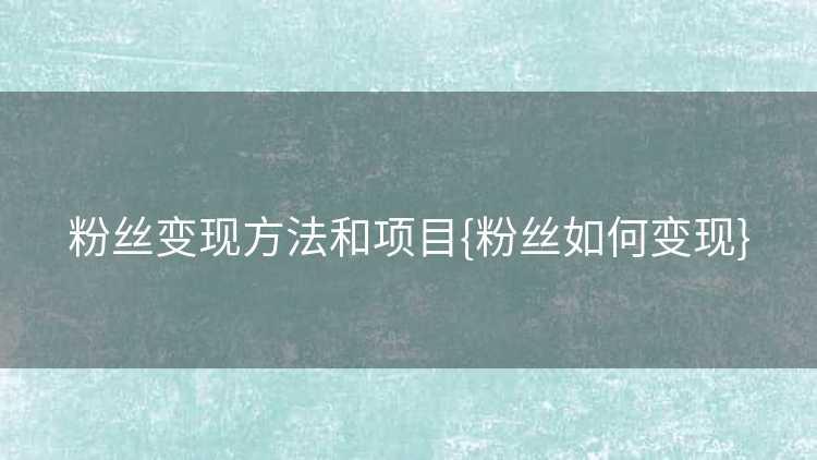 粉丝变现方法和项目{粉丝如何变现}