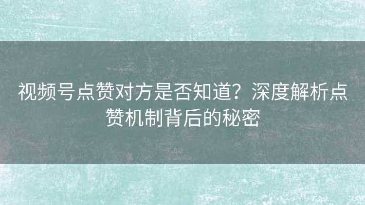 视频号点赞对方是否知道？深度解析点赞机制背后的秘密