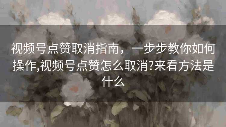 视频号点赞取消指南，一步步教你如何操作,视频号点赞怎么取消?来看方法是什么