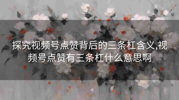 探究视频号点赞背后的三条杠含义,视频号点赞有三条杠什么意思啊