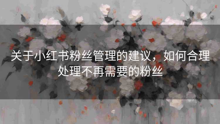 关于小红书粉丝管理的建议，如何合理处理不再需要的粉丝