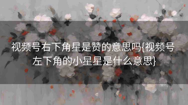 视频号右下角星是赞的意思吗{视频号 左下角的小星星是什么意思}
