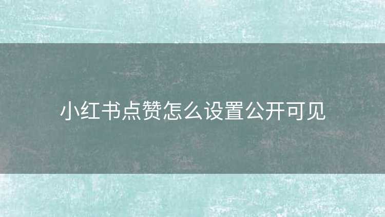 小红书点赞怎么设置公开可见