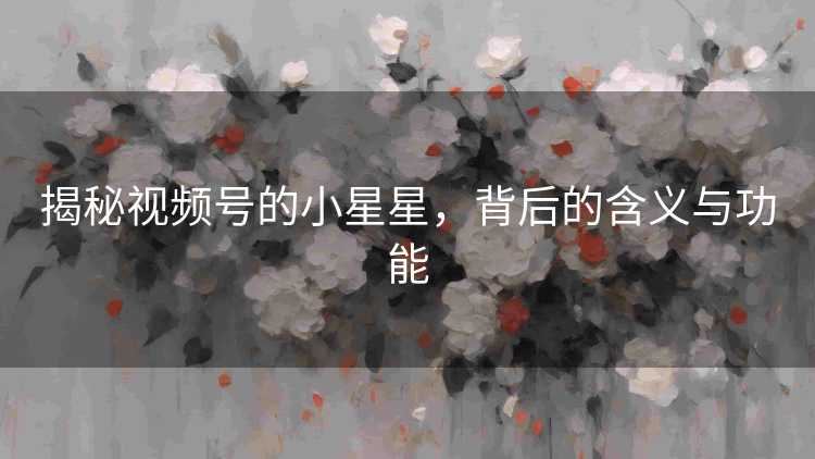 揭秘视频号的小星星，背后的含义与功能