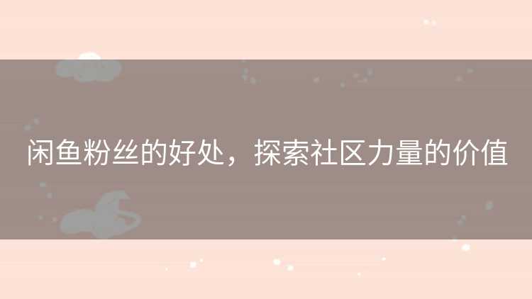 闲鱼粉丝的好处，探索社区力量的价值