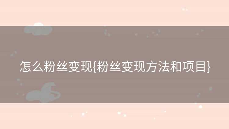 怎么粉丝变现{粉丝变现方法和项目}