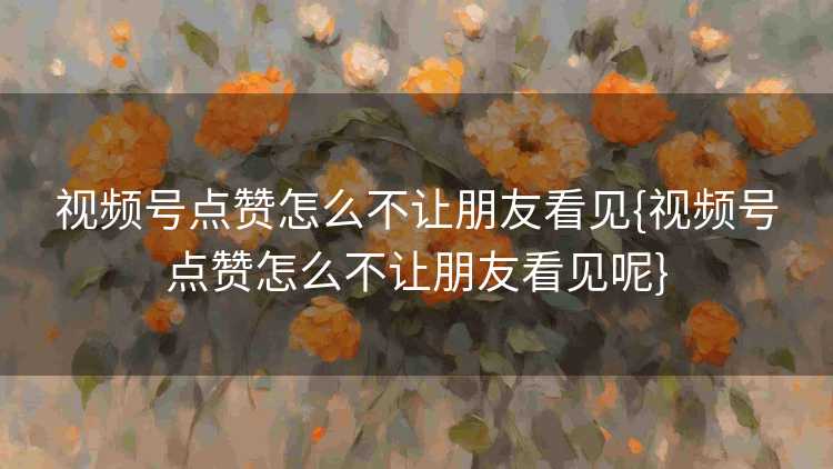 视频号点赞怎么不让朋友看见{视频号点赞怎么不让朋友看见呢}