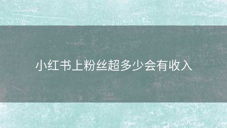 小红书上粉丝超多少会有收入