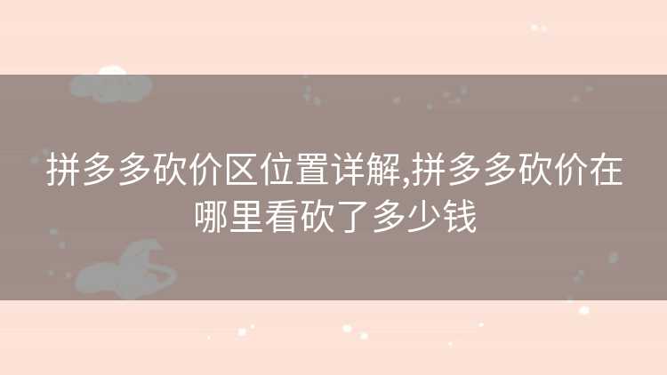 拼多多砍价区位置详解,拼多多砍价在哪里看砍了多少钱