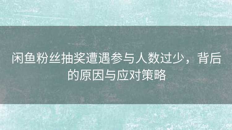 闲鱼粉丝抽奖遭遇参与人数过少，背后的原因与应对策略