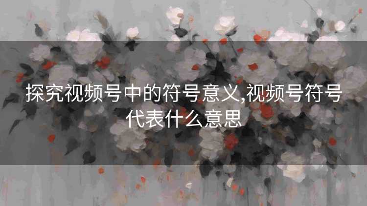 探究视频号中的符号意义,视频号符号代表什么意思