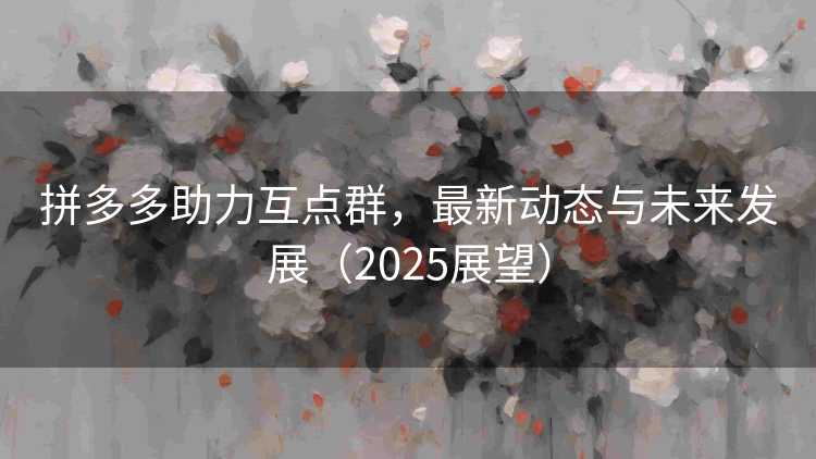 拼多多助力互点群，最新动态与未来发展（2025展望）