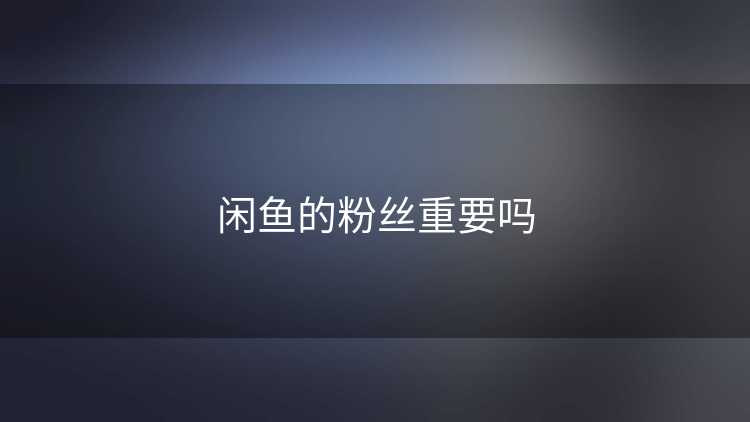 闲鱼的粉丝重要吗