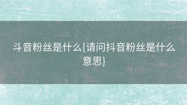斗音粉丝是什么{请问抖音粉丝是什么意思}