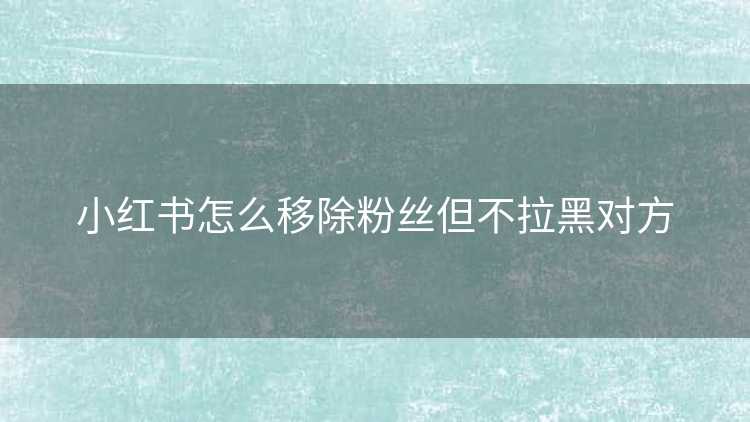 小红书怎么移除粉丝但不拉黑对方