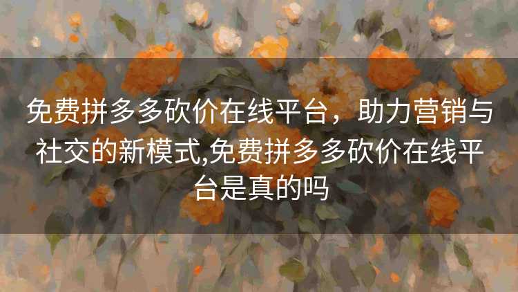 免费拼多多砍价在线平台，助力营销与社交的新模式,免费拼多多砍价在线平台是真的吗