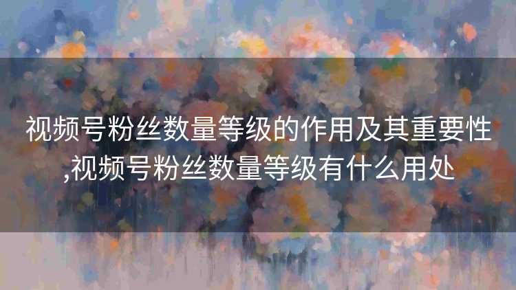 视频号粉丝数量等级的作用及其重要性,视频号粉丝数量等级有什么用处