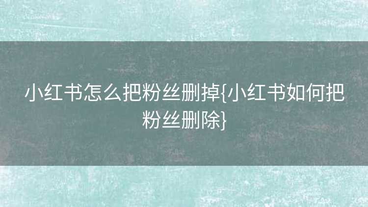 小红书怎么把粉丝删掉{小红书如何把粉丝删除}