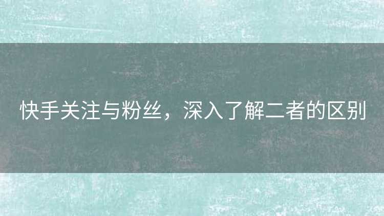 快手关注与粉丝，深入了解二者的区别