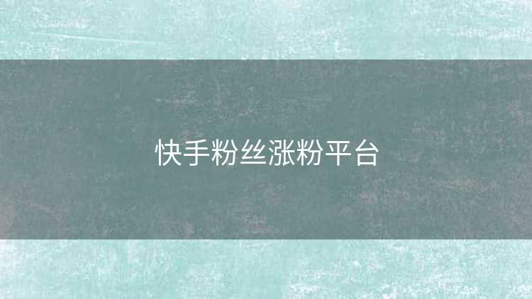 快手粉丝涨粉平台