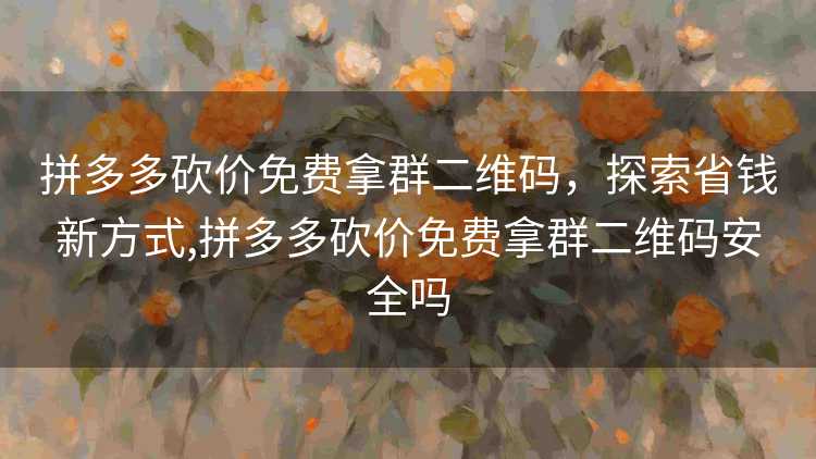 拼多多砍价免费拿群二维码，探索省钱新方式,拼多多砍价免费拿群二维码安全吗