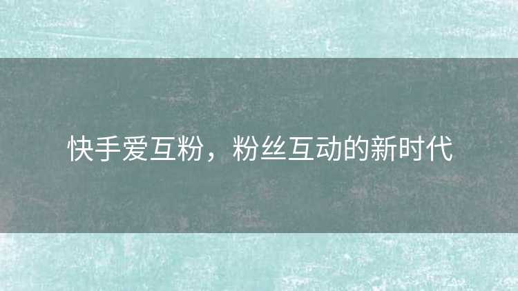 快手爱互粉，粉丝互动的新时代