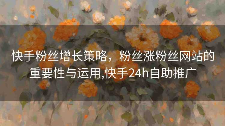 快手粉丝增长策略，粉丝涨粉丝网站的重要性与运用,快手24h自助推广