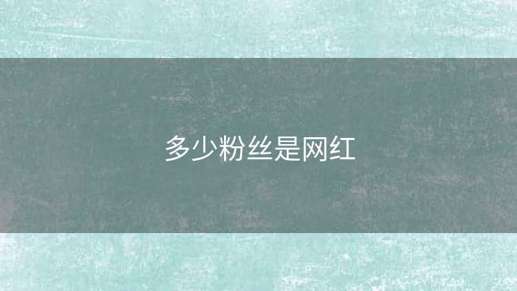 多少粉丝是网红