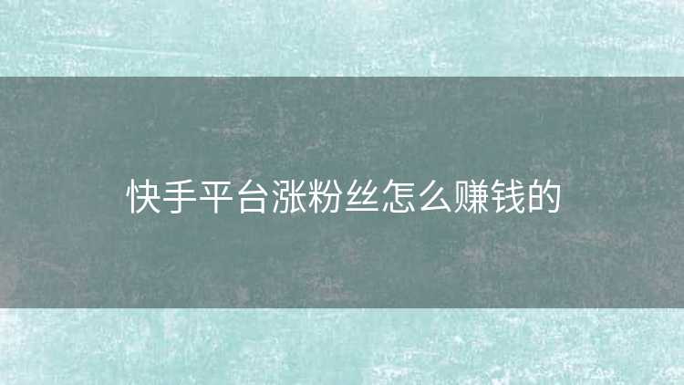 快手平台涨粉丝怎么赚钱的