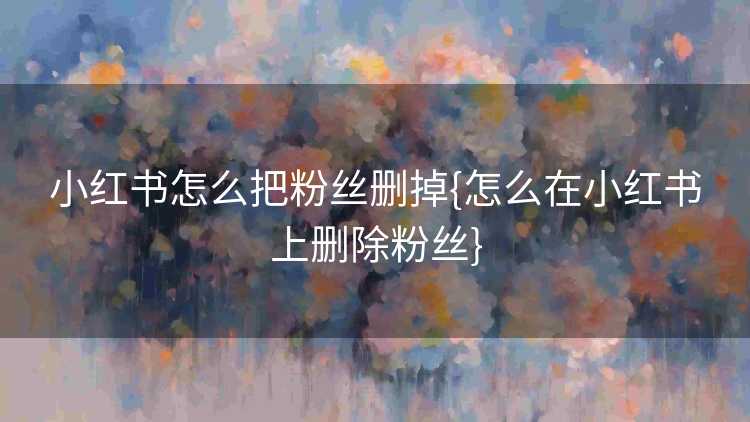 小红书怎么把粉丝删掉{怎么在小红书上删除粉丝}