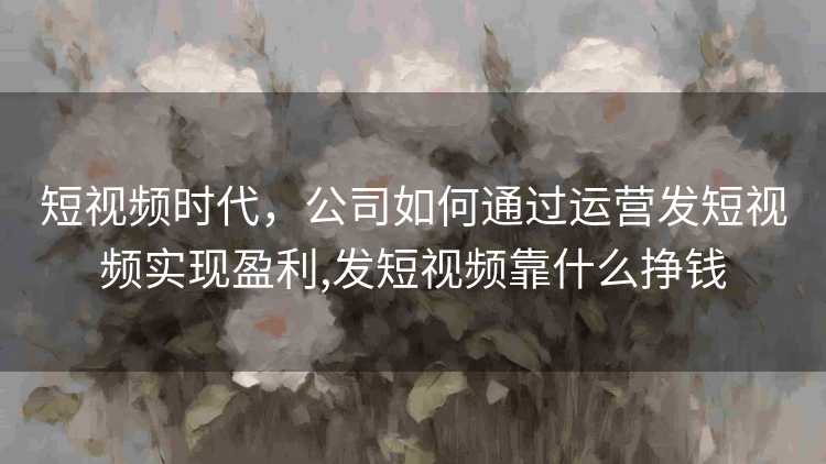 短视频时代，公司如何通过运营发短视频实现盈利,发短视频靠什么挣钱