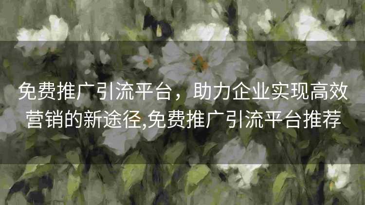 免费推广引流平台，助力企业实现高效营销的新途径,免费推广引流平台推荐