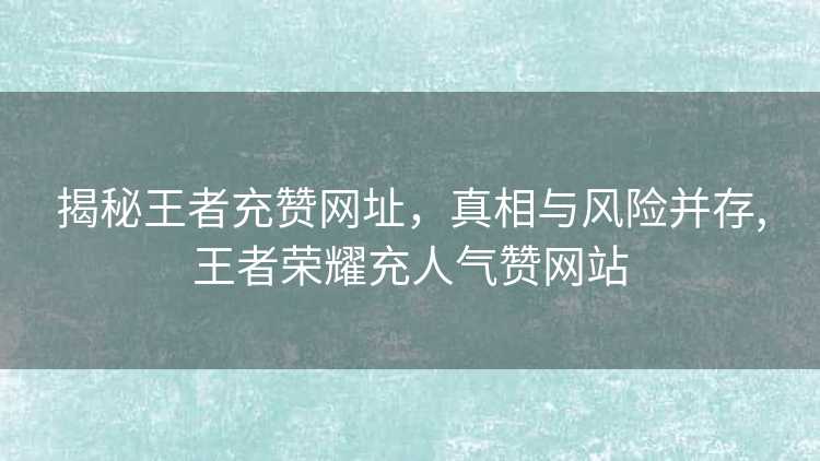 揭秘王者充赞网址，真相与风险并存,王者荣耀充人气赞网站