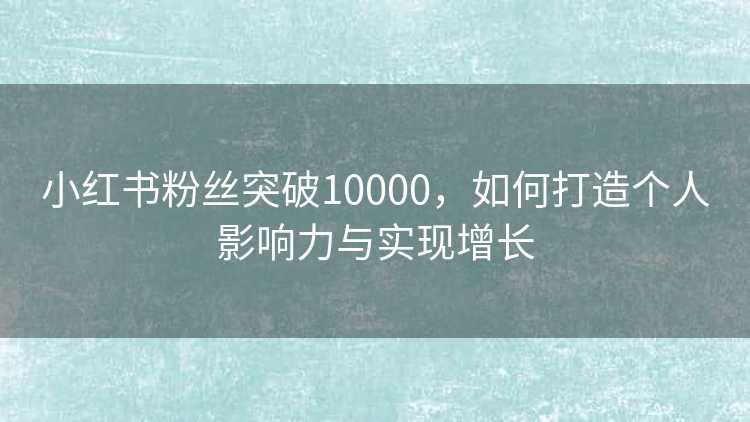 小红书粉丝突破10000，如何打造个人影响力与实现增长