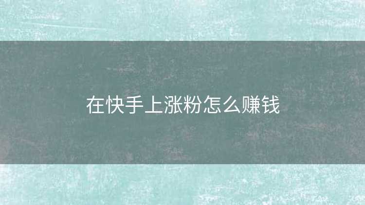 在快手上涨粉怎么赚钱