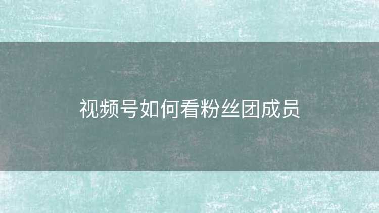 视频号如何看粉丝团成员