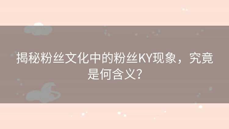 揭秘粉丝文化中的粉丝KY现象，究竟是何含义？