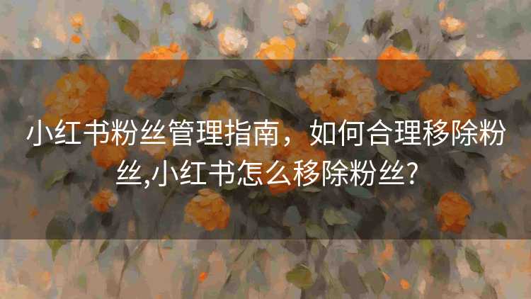 小红书粉丝管理指南，如何合理移除粉丝,小红书怎么移除粉丝?