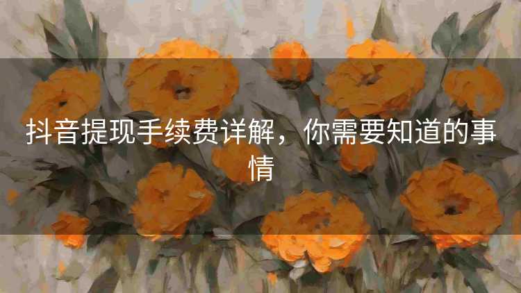 抖音提现手续费详解，你需要知道的事情