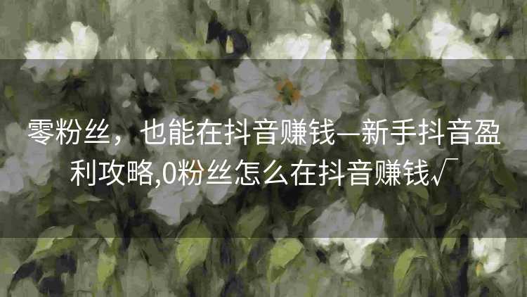 零粉丝，也能在抖音赚钱—新手抖音盈利攻略,0粉丝怎么在抖音赚钱√