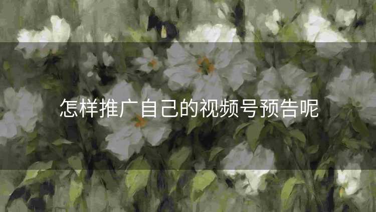 怎样推广自己的视频号预告呢