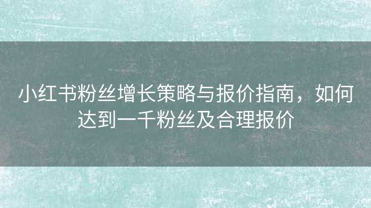 小红书粉丝增长策略与报价指南，如何达到一千粉丝及合理报价