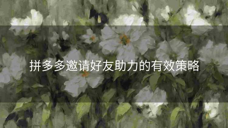 拼多多邀请好友助力的有效策略