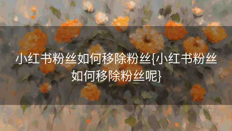 小红书粉丝如何移除粉丝{小红书粉丝如何移除粉丝呢}