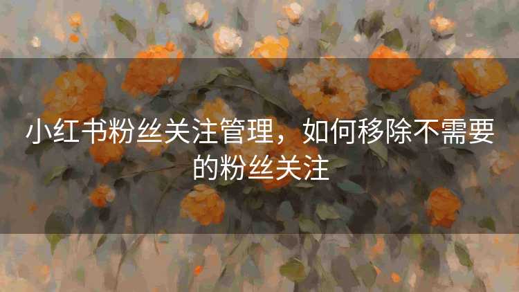 小红书粉丝关注管理，如何移除不需要的粉丝关注